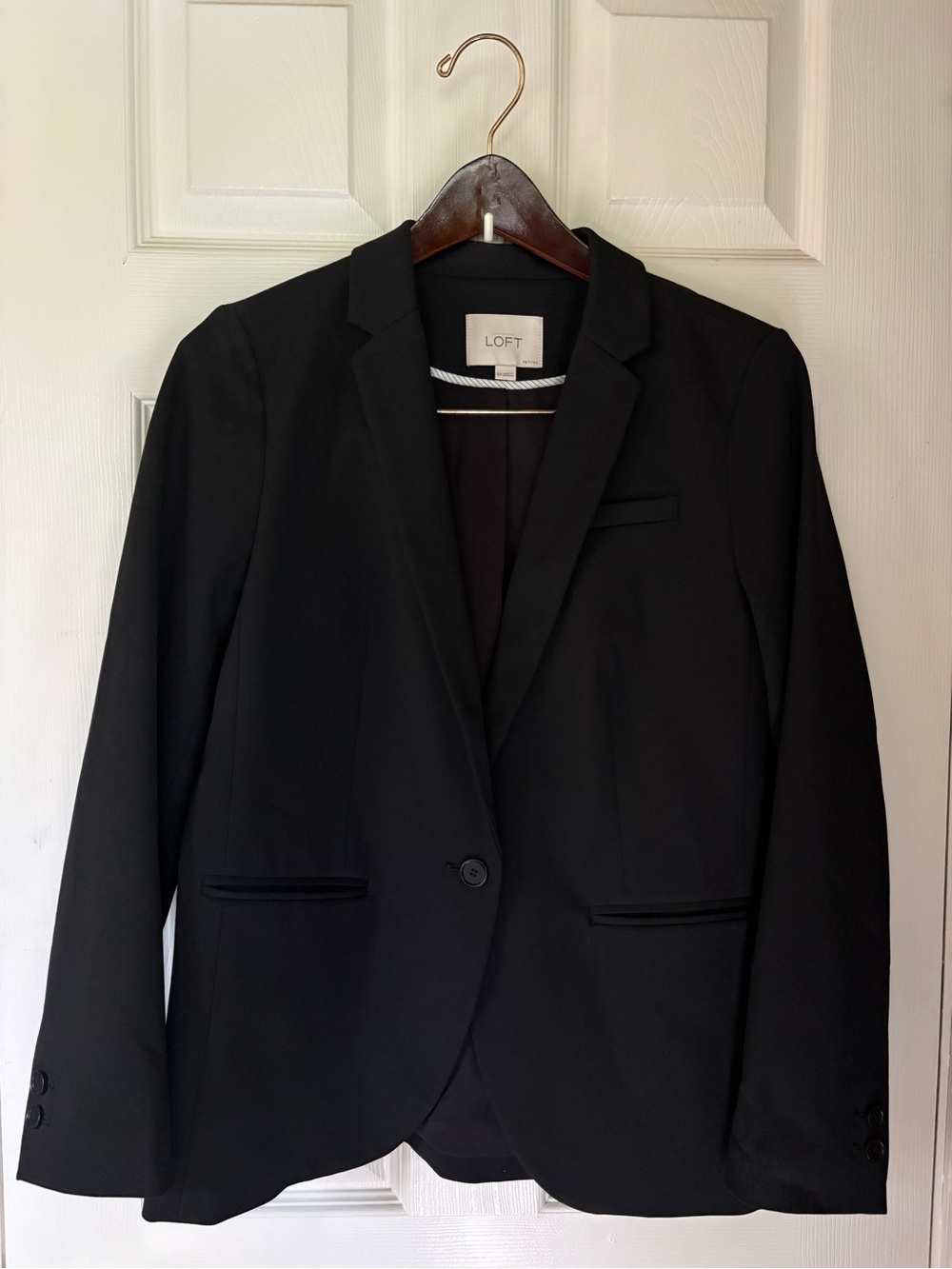 LOFT Black Women's Blazer with Striped Trim